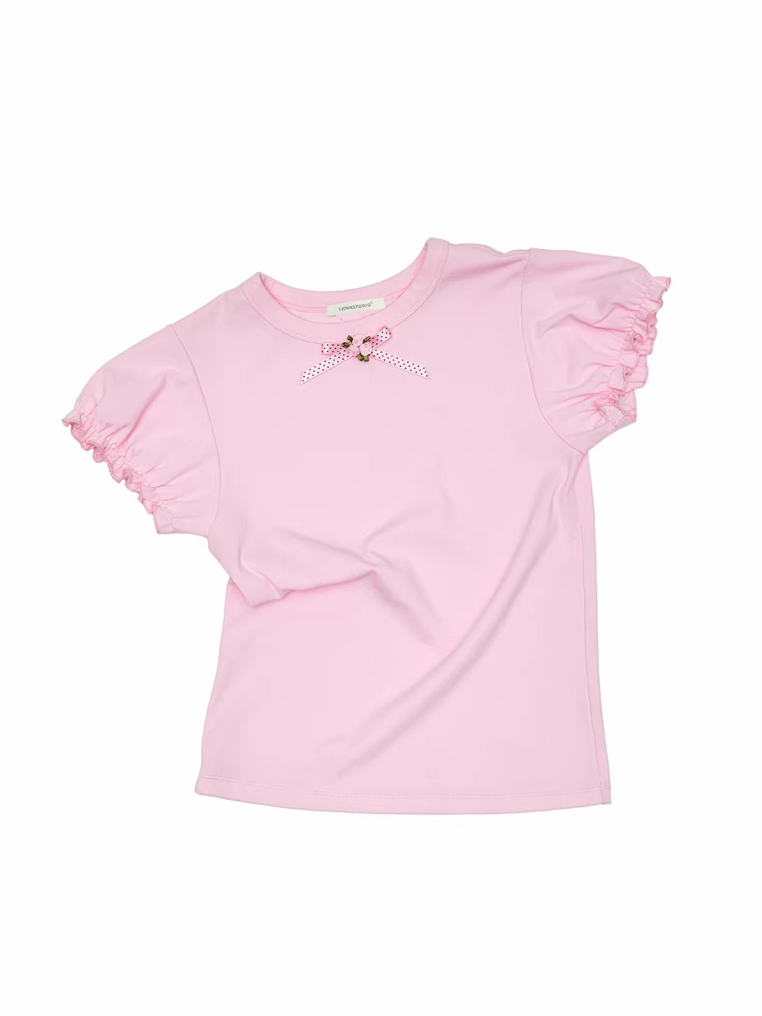 Rose Bow Puff Sleeve T-Shirt