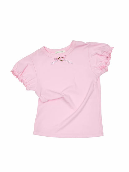 Rose Bow Puff Sleeve T-Shirt