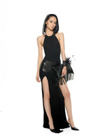Detachable Hood Halter Maxi Dress