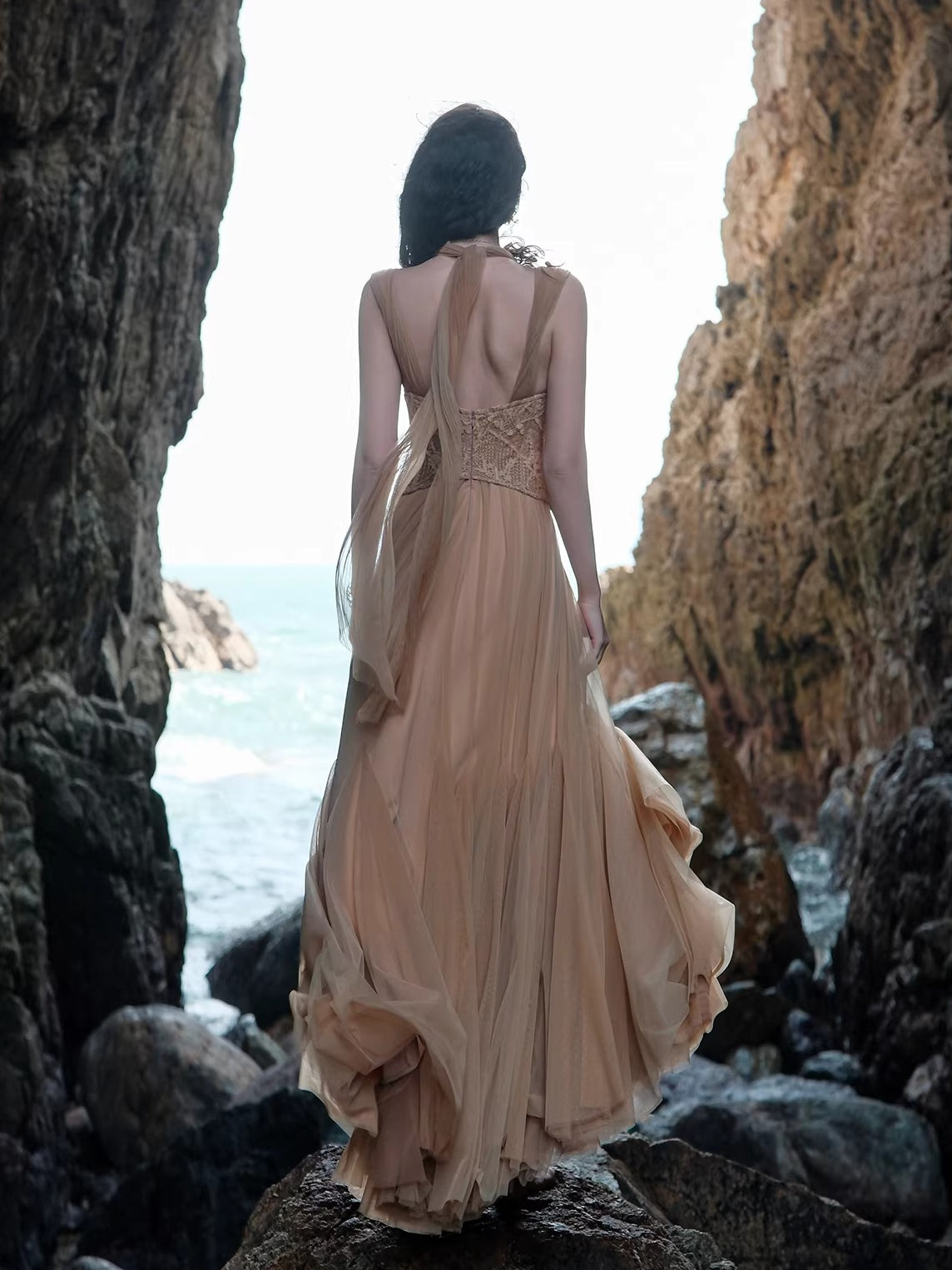 Tidal Lace Halter Dress