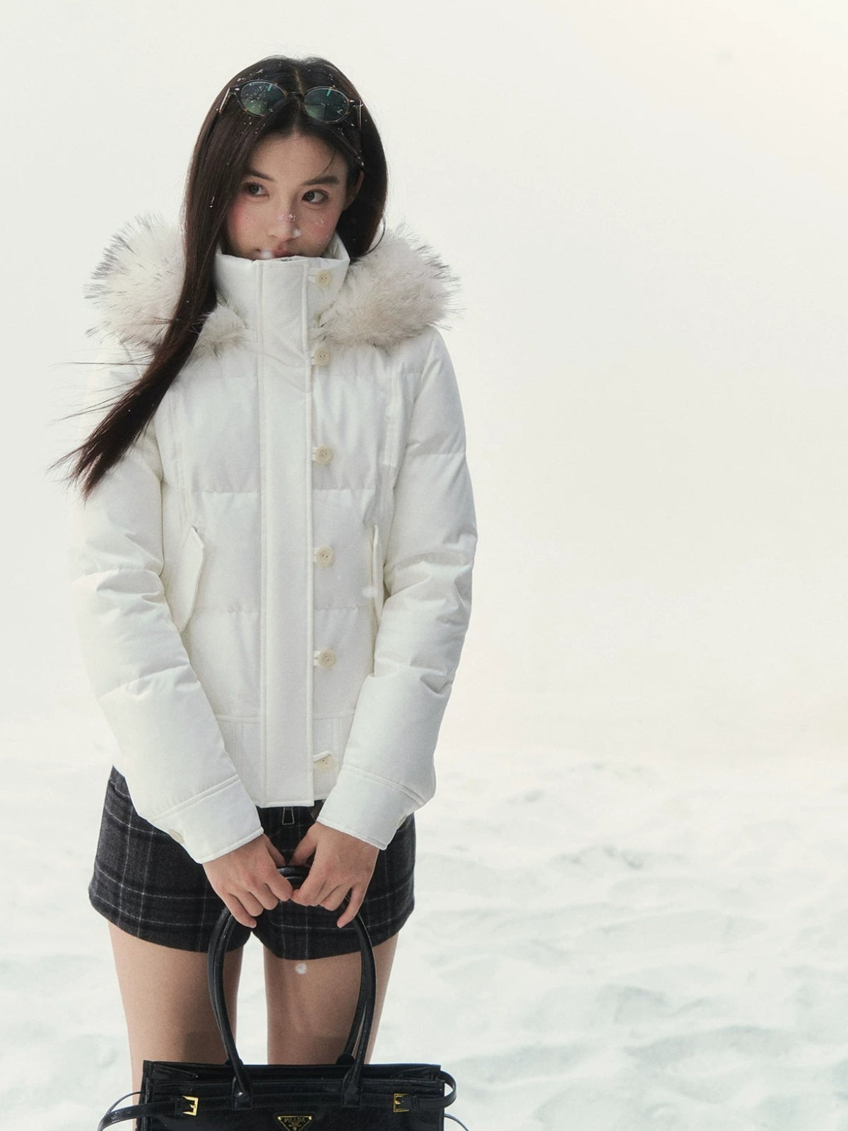 Vintage Fitted White Down Jacket