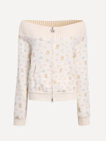 Floral Bear Bunny Off-Shoulder Sweatshirt & Pants Set