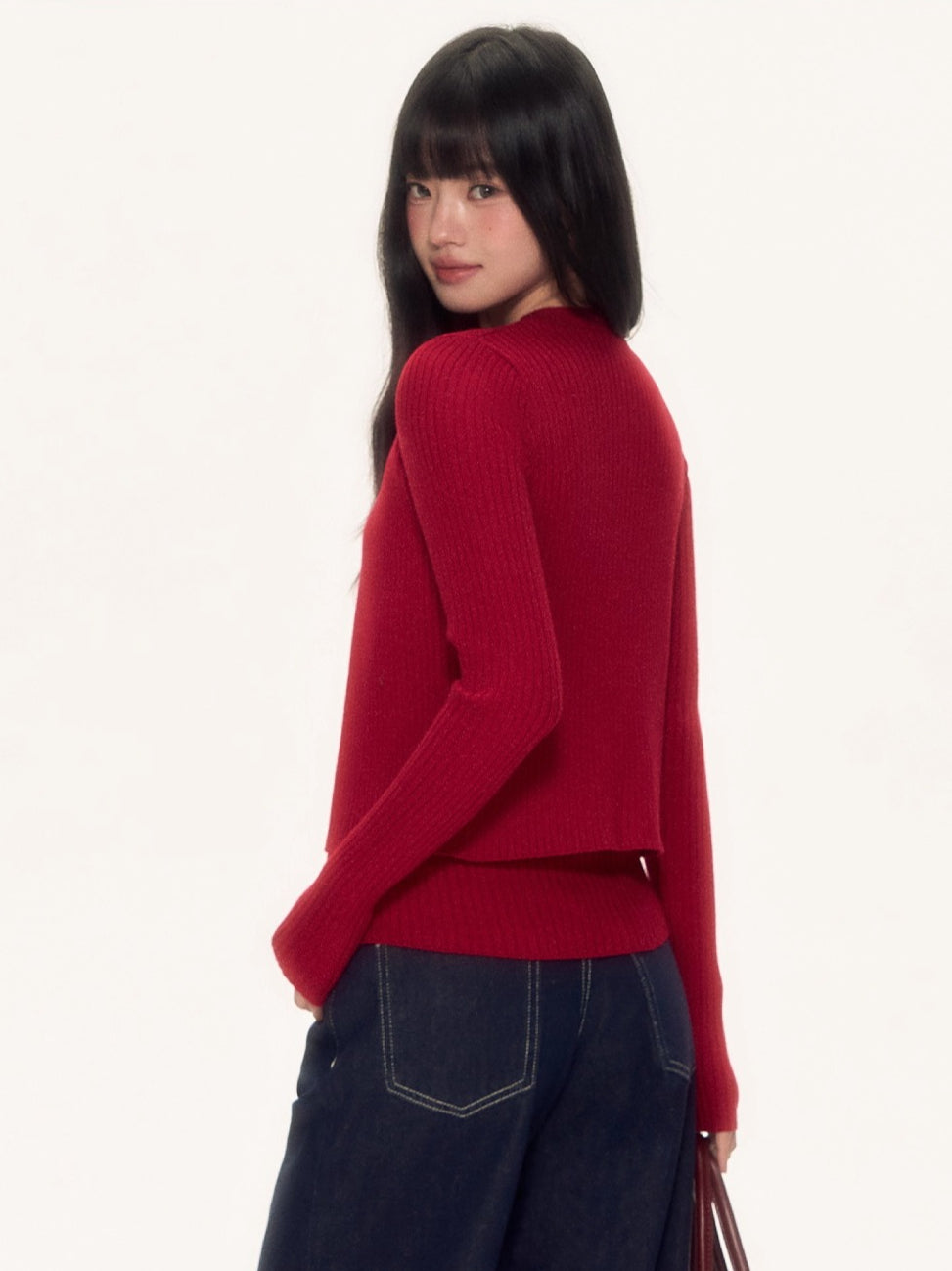 Red Knit Cardigan &amp; Vest Set