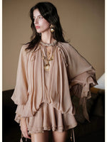 Textured Rope Lantern Sleeve Dress
