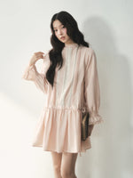 Mock Neck Lace Trim Dress