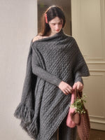 Celestial Wool Cable-Knit Shawl Scarf