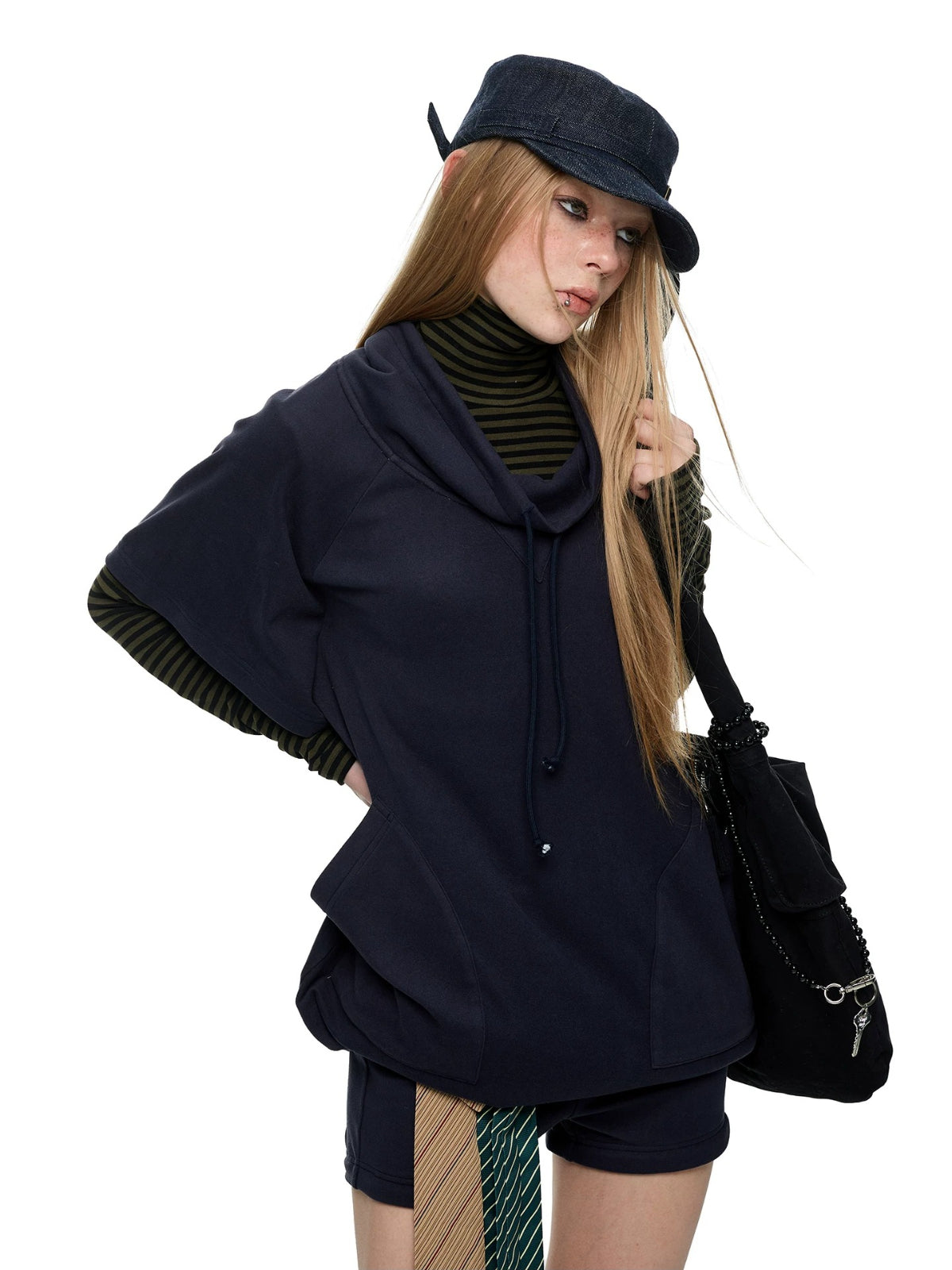 Striped Turtleneck Hoodie Set