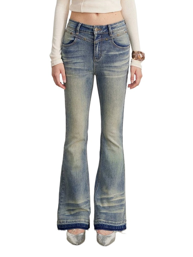 Blue Washed Flare Jeans