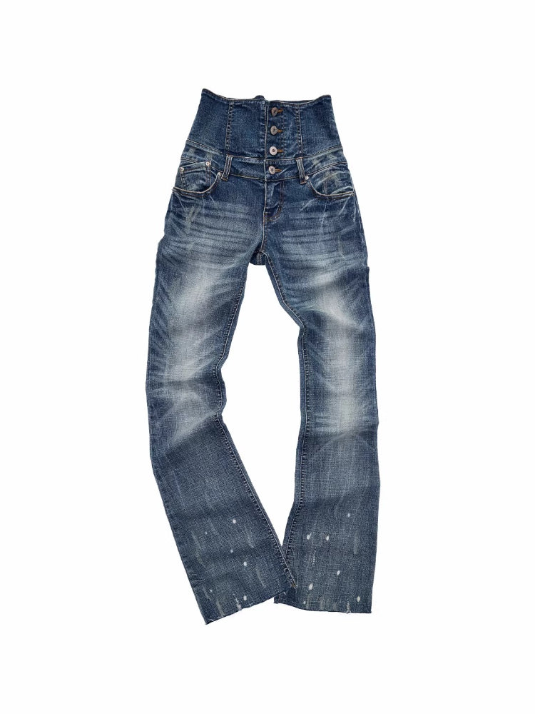 Washed High Waist Flare Jeans