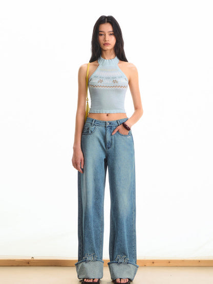 Fair Isle High-Waist Backless Top