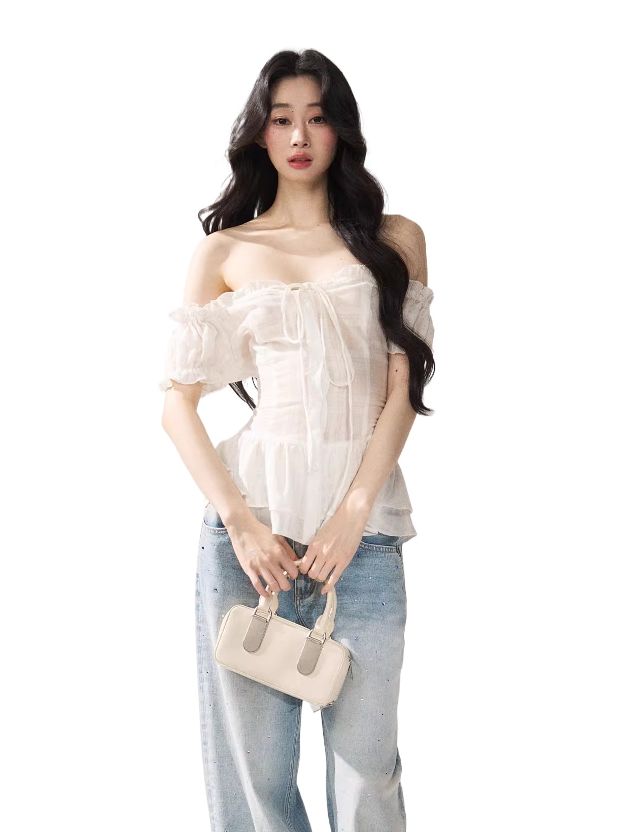 White Ruffle Off Shoulder Blouse