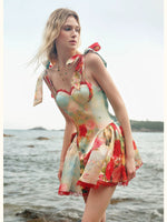 Fiorina Floral Lace-Up Mini Dress