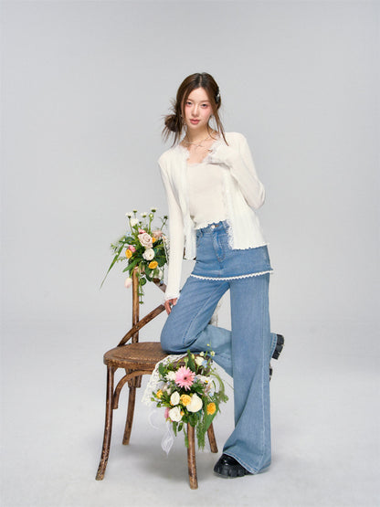 Lace Knit Cardigan Set