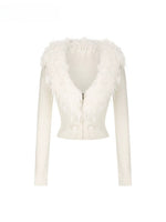 Fur Collar Zip Knit Jacket