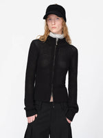 Black Cropped Knit Cardigan