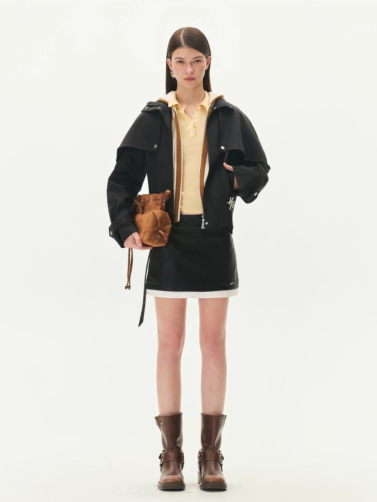 Textured Shearling Knit Hoodie