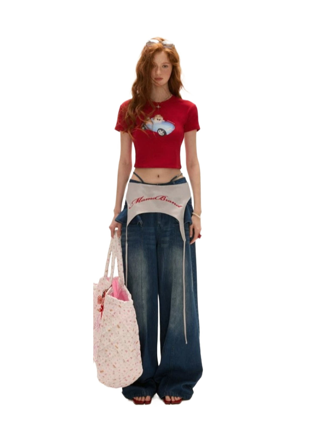 Vintage Ruffle Straight Leg Denim Jeans