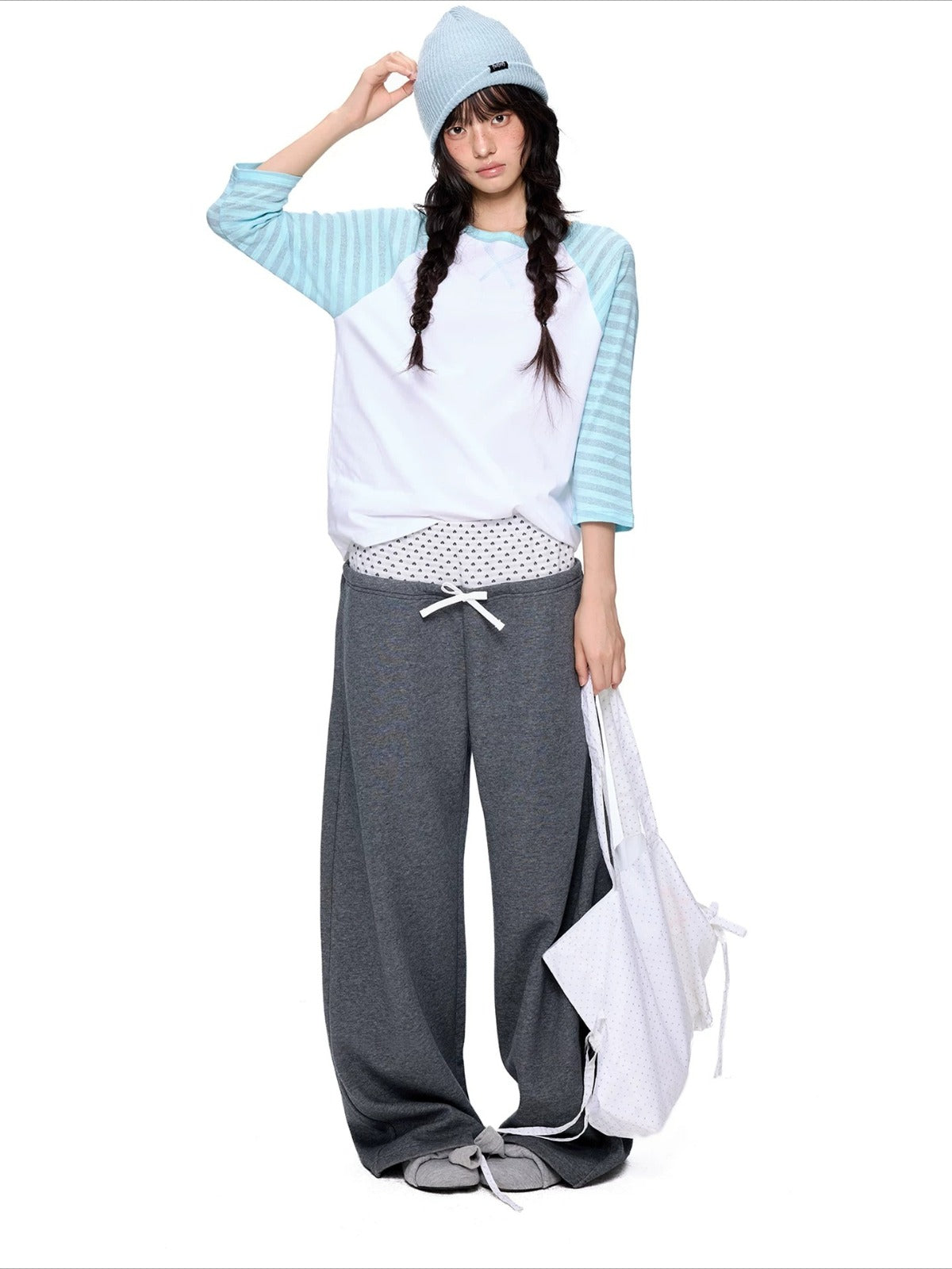 Contrast Stripe Dot Tee