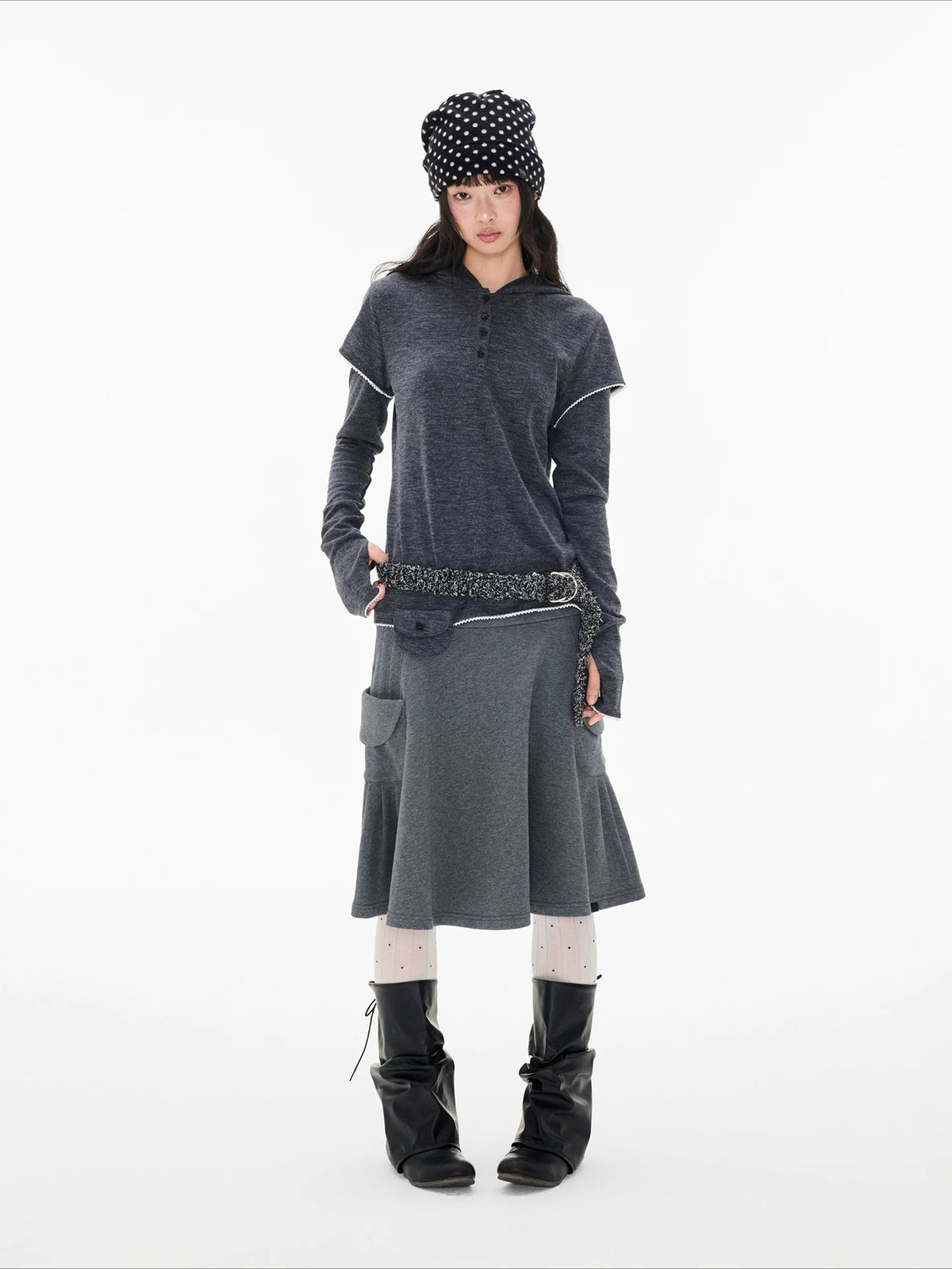 Star Button Layered Henley Top