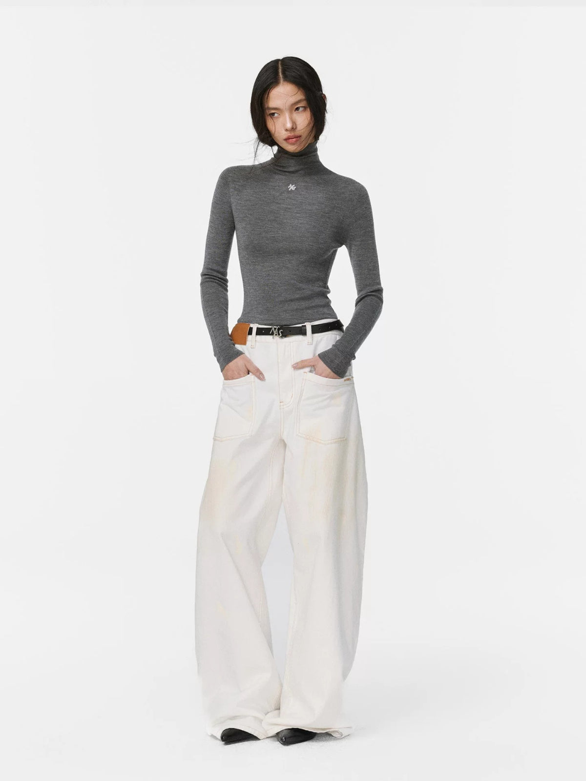 Cloud Fir Wool Turtleneck Knit Top