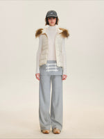 Detachable Fur Collar Waist-Fitted Down Vest