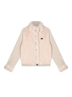 Eco-Faux Fur Knit Stand Collar Jacket