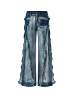 Heavy Washed Denim Straight Pants