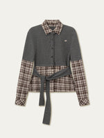 College Plaid Fake Two-piece Shirt