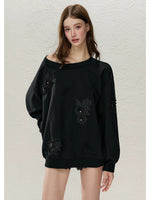 Asymmetric Shoulder Oversized Sweatshirt