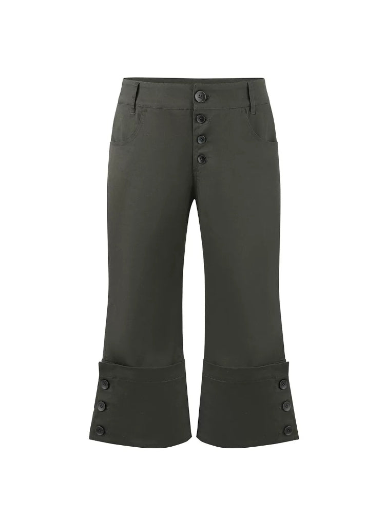 Retro Button Capri Pants