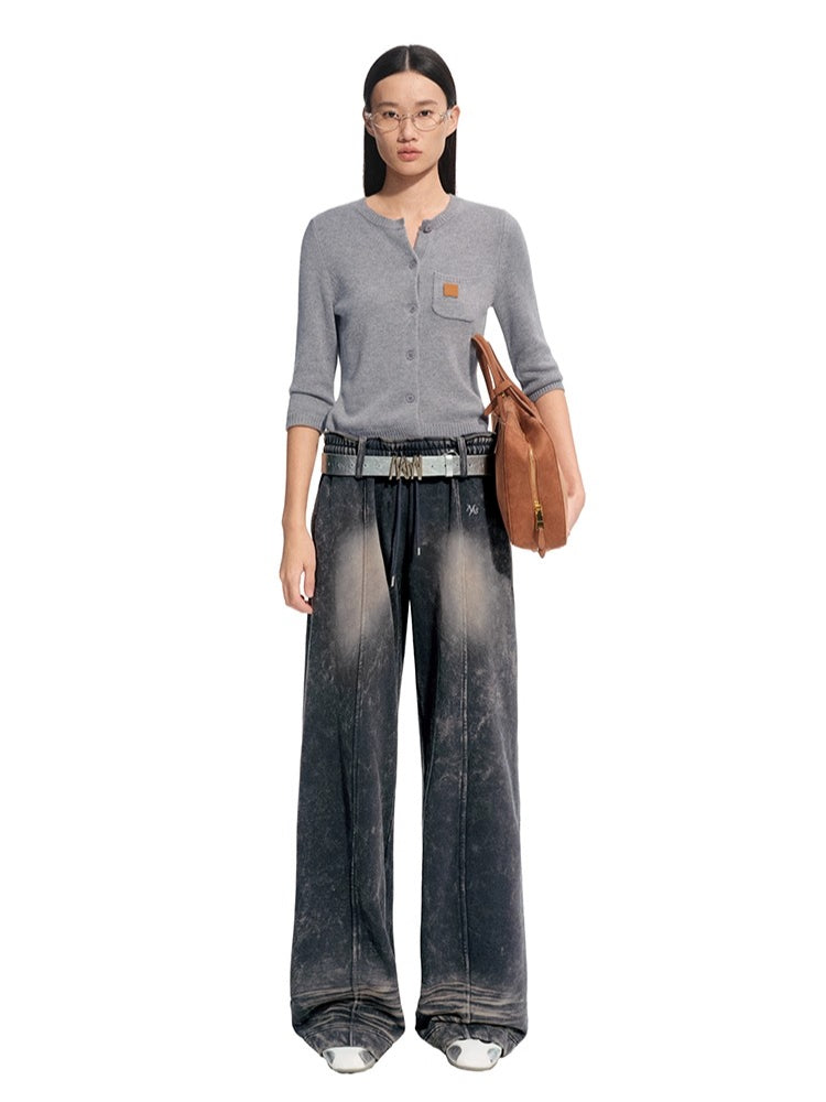 Cashmere-Feel Mid-Sleeve Cardigan