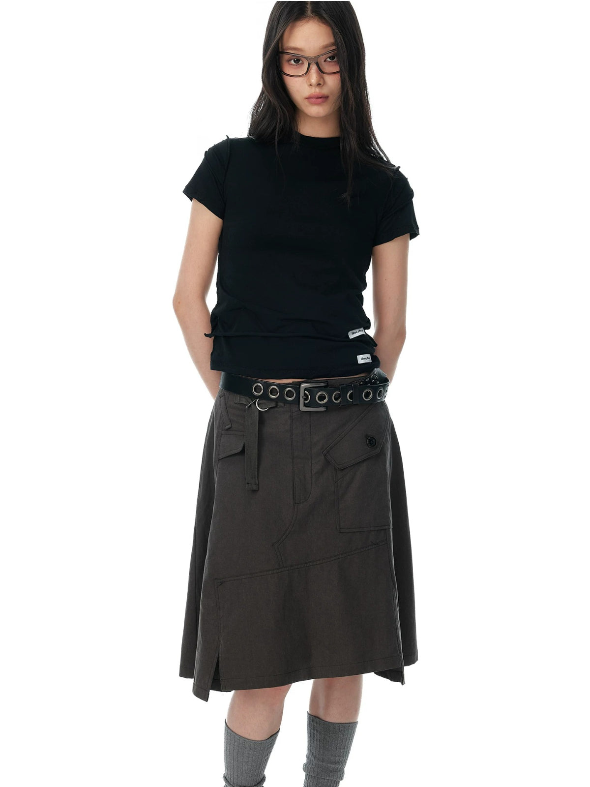 Minimalist Ruched Back Zip T-Shirt