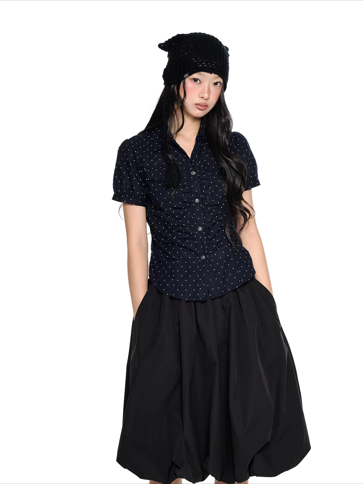 Ruched Puff Sleeve Shirt