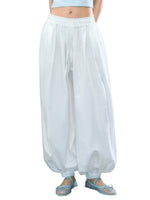 Whiite Drawstring Balloon Pants