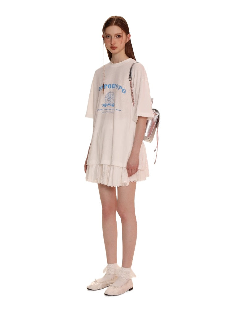 Sun Protection Linen Heart Print Loose Fit Short Sleeve
