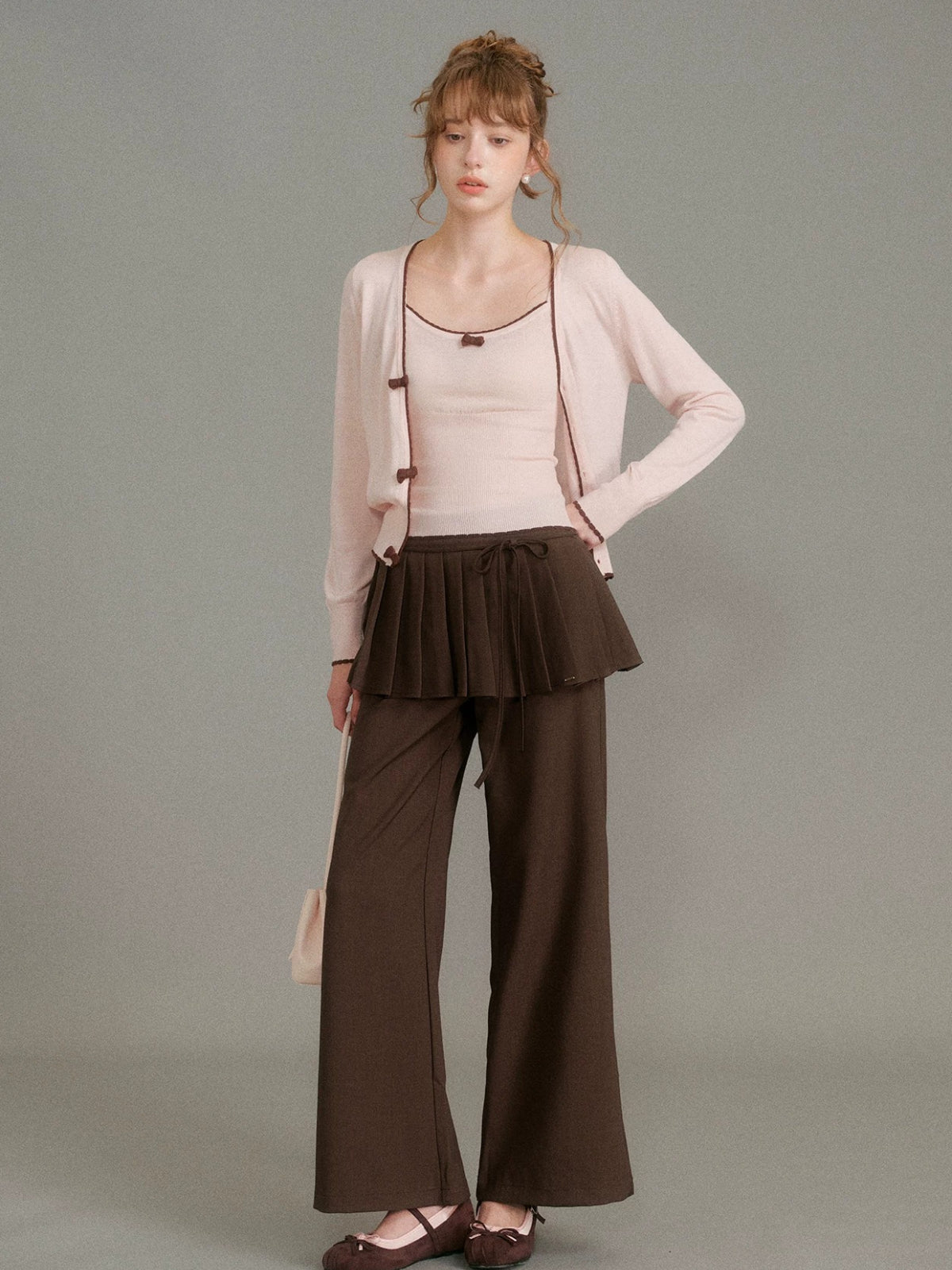 Bow Trim Knit Set