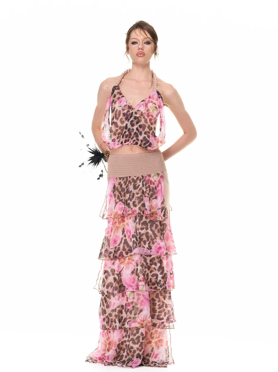 Floral Halter Skirt Set