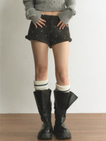 Polka Dot Cuffed A-Line Shorts