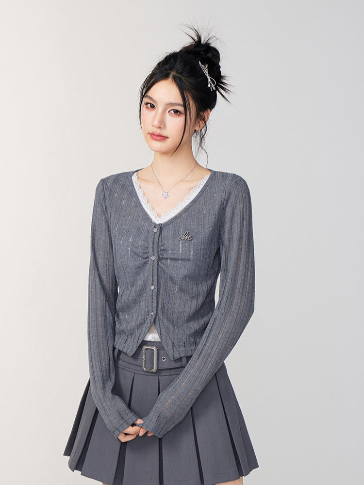 Lace Panel Knit Cardigan
