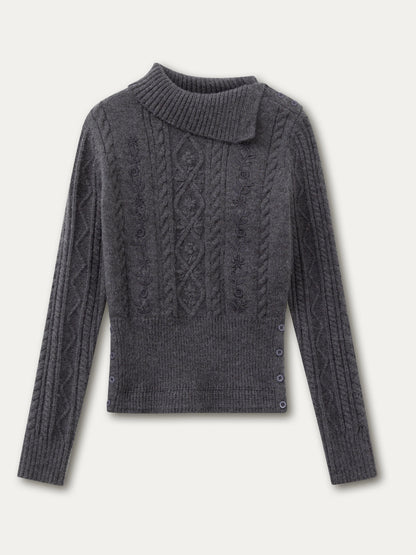Cable-Knit Mock-Neck Sweater