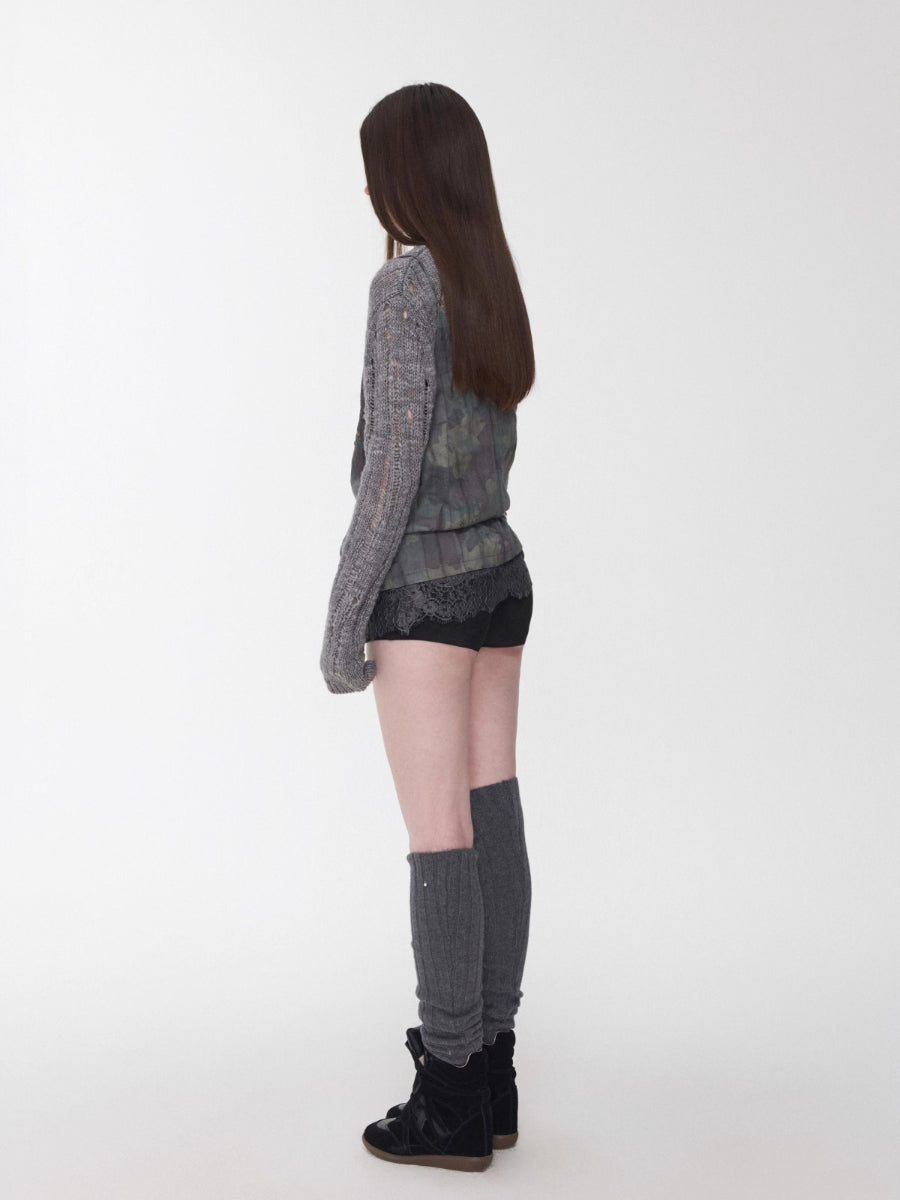 Over-the-Knee Wool Blend Ribbed Warm Leg Socks