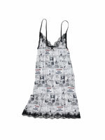 Vintage Comic Print Lace Cami Dress