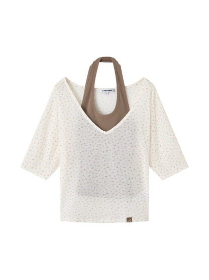 Sheer Layering Half Sleeve T-shirt