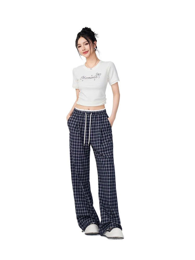 Color-Blocked Pleated Suit Wide-Leg Pants