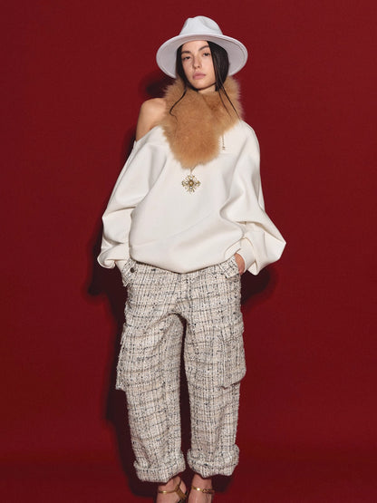 Asymmetric Off-Shoulder Oversized Sweatshirt