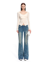 "Savanna Series" Plains Washed Denim Straight-Leg Jeans