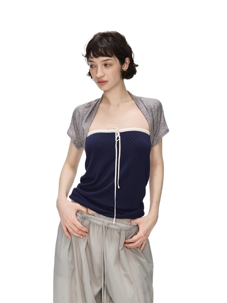 Gray Cropped Cardigan