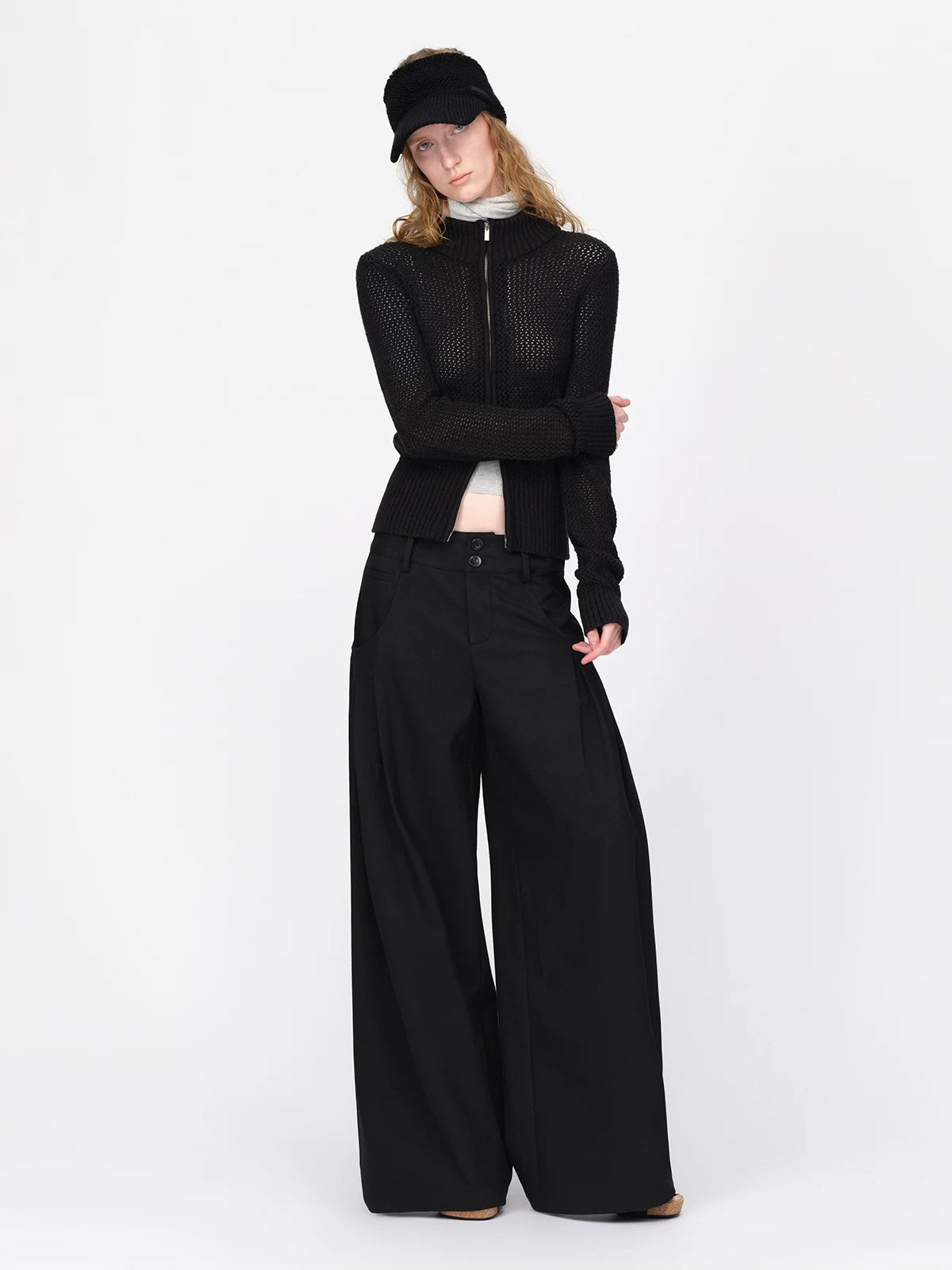 Black Cropped Knit Cardigan