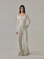 Plaid Drape Straight Pants