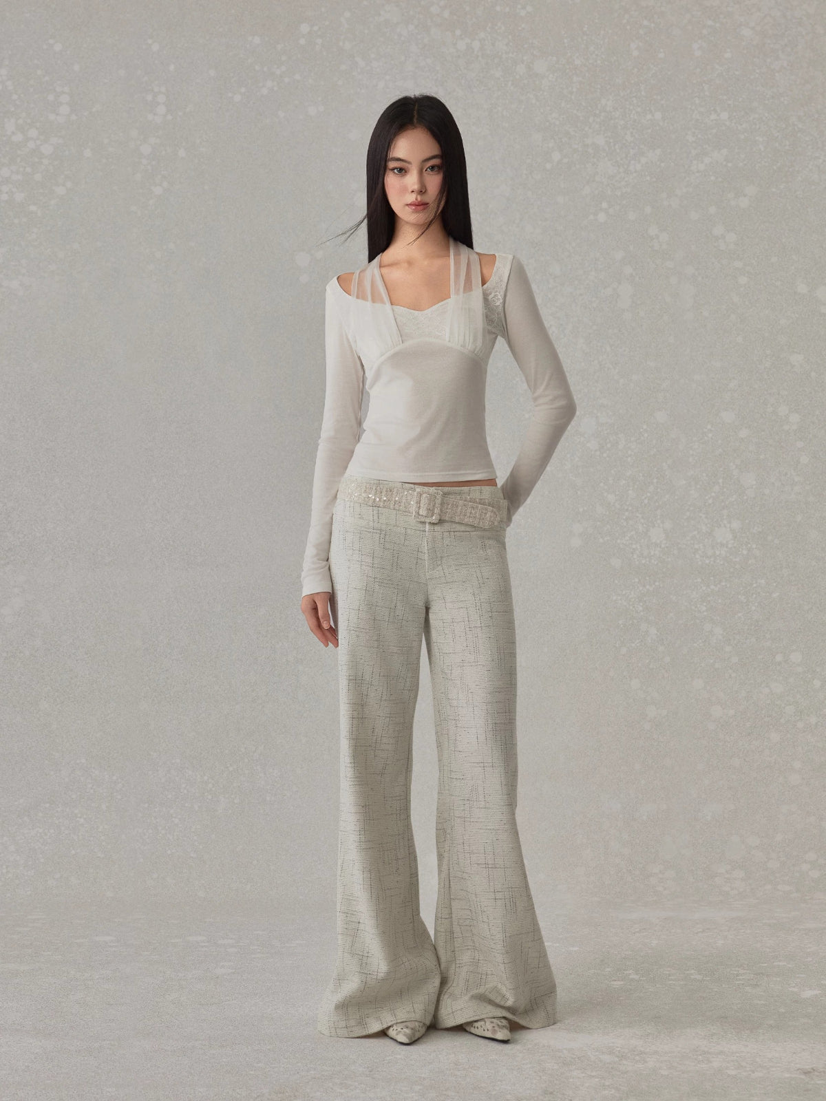 Plaid Drape Straight Pants